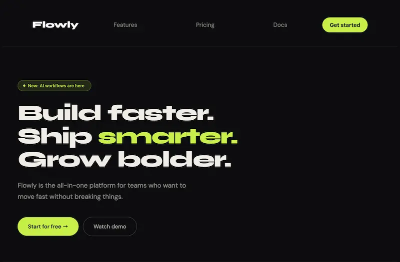 Screenshot projektu Flowly Training